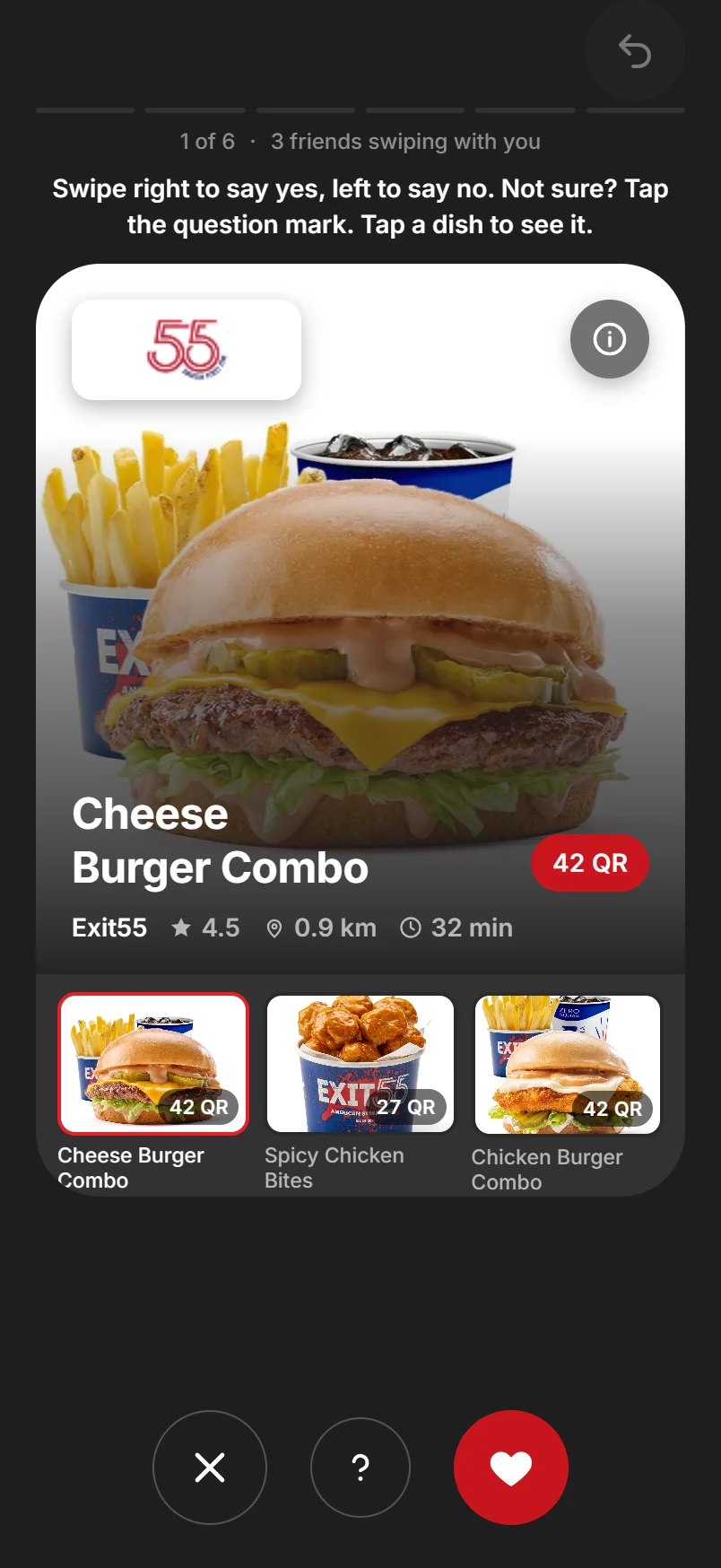 Snoo It swipe card: Exit55 Cheese Burger Combo